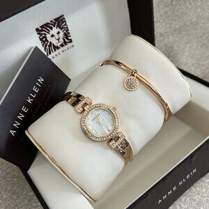 Anne Klein Women's Premium Crystal Accented Bangle Watch and Bracelet